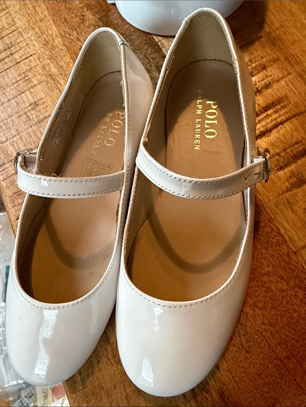 Polo by Ralph Lauren Girls' Cream Patent Mary Jane Shoes